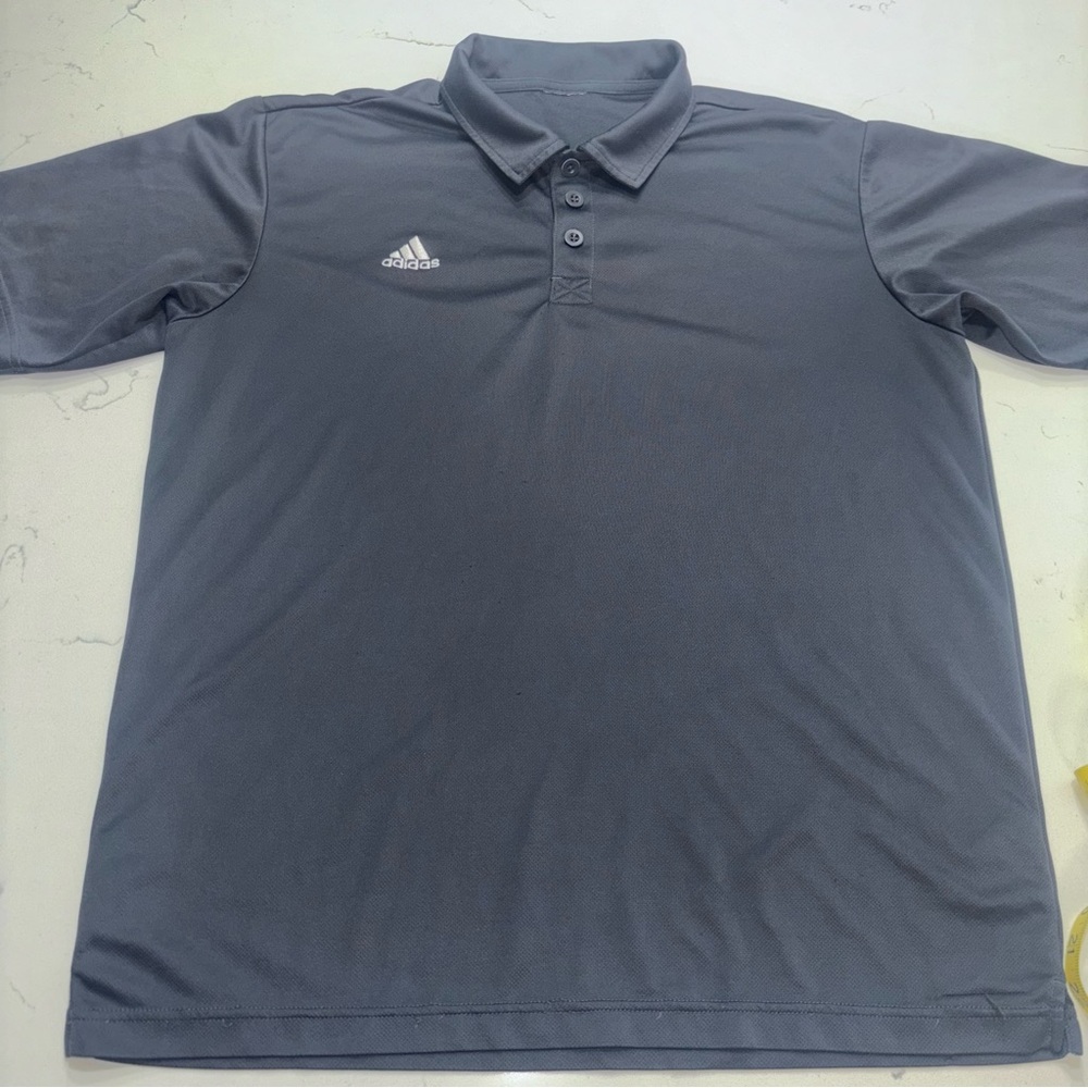 Adidas Men's Grey Polo - Size Medium